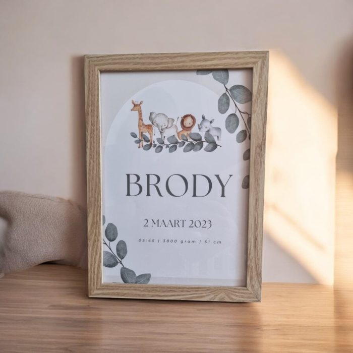 Kraamcadeau jongen geboorteposter Brody